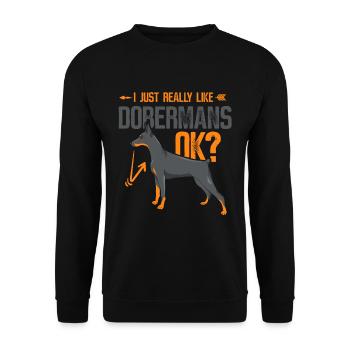J’aime les dobermans juste beaucoup les chiens Doberman - Sweat-shirt Unisexe - noir - Devant - Alina (178cm) & Michal (187cm)