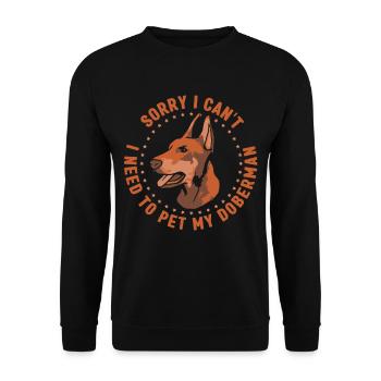 Kann Nicht Ich Muss Meinen Dobermann Streicheln - Unisex Pullover - Schwarz - Vorne - Alina (178cm) & Michal (187cm)