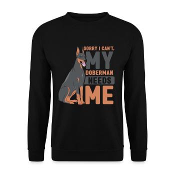 Can't my Doberman needs me Doberman - Unisex Sweatshirt - black - Front - Alina (178cm) & Michal (187cm)