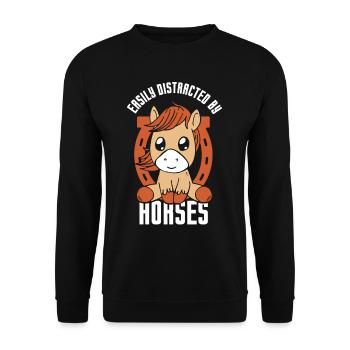 Facilement distrait par les chevaux cavalier - Sweat-shirt Unisexe - noir - Devant - Alina (178cm) & Michal (187cm)