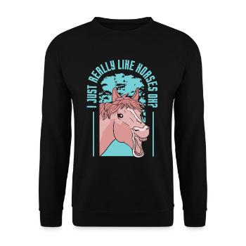 Ich Mag Pferde Einfach Sehr Reiter Reiten Pferd - Unisex Pullover - Schwarz - Vorne - Alina (178cm) & Michal (187cm)