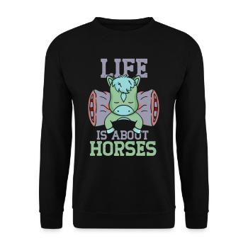 Life consists of horses horse riding - Unisex Sweatshirt - black - Front - Alina (178cm) & Michal (187cm)