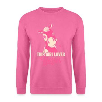 Dieses Mädchen Liebt Pferde Reiter Pferd Reiten - Unisex Pullover - Pink - Vorne