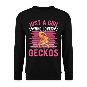 Gecko Mädchen Leopardengecko - Unisex Pullover - Schwarz - Vorne - Alina (178cm) & Michal (187cm)