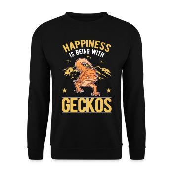 Le bonheur, c’est d’être avec les Geckos - Sweat-shirt Unisexe - noir - Devant - Alina (178cm) & Michal (187cm)
