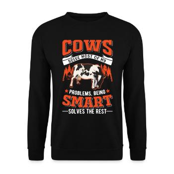 Vache Cadeau Agriculteur Bovins Vaches - Sweat-shirt Unisexe - noir - Devant - Alina (178cm) & Michal (187cm)