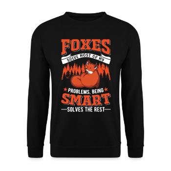 Fuchs Geschenk Rotfuchs - Unisex Pullover - Schwarz - Vorne - Alina (178cm) & Michal (187cm)