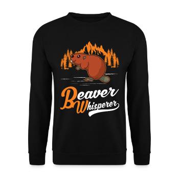 Biber Flüsterer Beaver Whisperer - Unisex Sweatshirt - black - Front - Alina (178cm) & Michal (187cm)