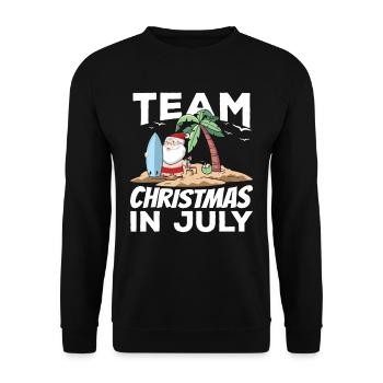 Team Weihnachten Im Juli Santa Christmas In July - Unisex Pullover - Schwarz - Vorne - Alina (178cm) & Michal (187cm)