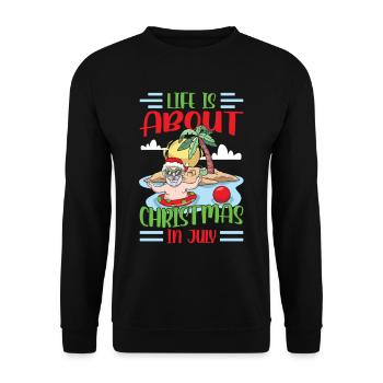 Im Leben Geht Es Um Weihnachten Im Juli Humor - Unisex Pullover - Schwarz - Vorne - Alina (178cm) & Michal (187cm)