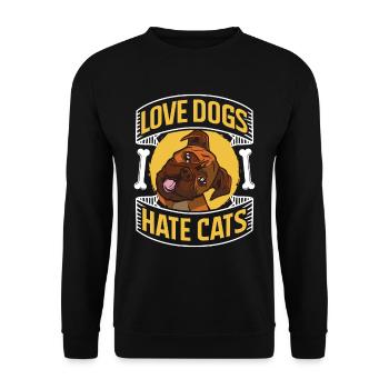 Liebe Hunde Hasse Katzen Hund Welpe Liebhaber - Unisex Pullover - Schwarz - Vorne - Alina (178cm) & Michal (187cm)