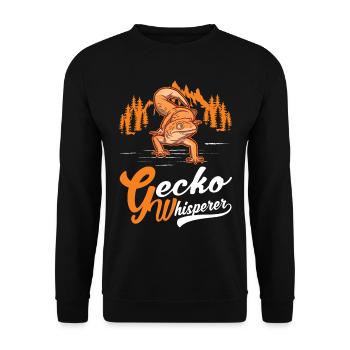 Gecko Flüsterer Gecko Whisperer Leopardgecko - Unisex Pullover - Schwarz - Vorne - Alina (178cm) & Michal (187cm)