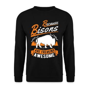 Buffalo Gift Bison Water Buffalo Buffalo - Unisex Sweatshirt - black - Front - Alina (178cm) & Michal (187cm)