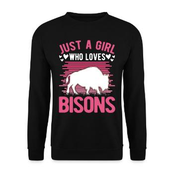 Buffalo Girl Bison Water Buffalo Buffalo - Unisex Sweatshirt - black - Front - Alina (178cm) & Michal (187cm)