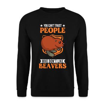 Beaver Beaver Dam Gift Beaver - Unisex Sweatshirt - black - Front - Alina (178cm) & Michal (187cm)