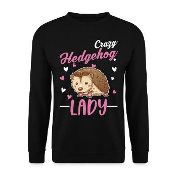 Crazy Hedgehog lady Hedgehog Prickly - Sweat-shirt Unisexe - noir - Devant - Alina (178cm) & Michal (187cm)