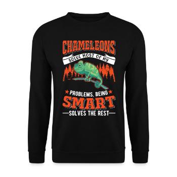 Caméléon Cadeau Caméléon - Sweat-shirt Unisexe - noir - Devant - Alina (178cm) & Michal (187cm)