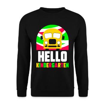 Hello Kindergarten Sayings Sweet Children Humor - Unisex Sweatshirt - black - Front - Alina (178cm) & Michal (187cm)
