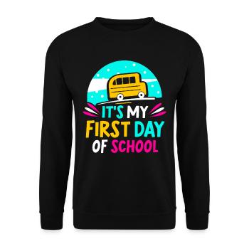 Es Ist Mein Erster Schultag Schule Schulstart - Unisex Pullover - Schwarz - Vorne - Alina (178cm) & Michal (187cm)