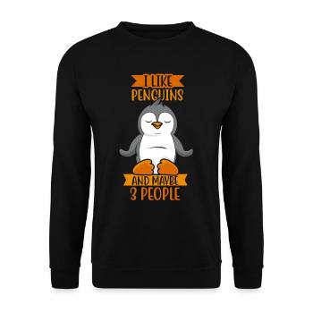 J’aime les pingouins et peut-être 3 personnes animaux - Sweat-shirt Unisexe - noir - Devant - Alina (178cm) & Michal (187cm)