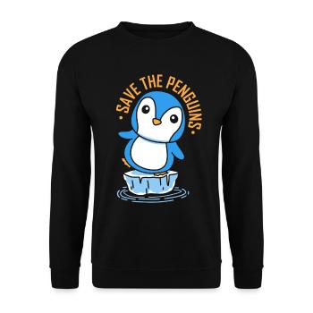 Rettet Die Pinguine Süß Pinguin Tier Liebhaber - Unisex Pullover - Schwarz - Vorne - Alina (178cm) & Michal (187cm)