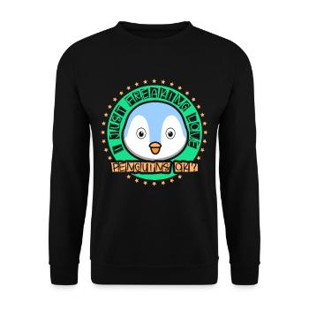 I love penguins just ok cute animal penguin - Unisex Sweatshirt - black - Front - Alina (178cm) & Michal (187cm)
