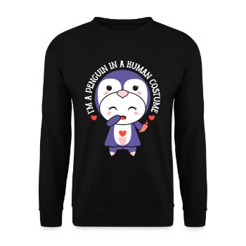 I am a penguin in a human costume - Unisex Sweatshirt - black - Front - Alina (178cm) & Michal (187cm)