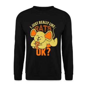 Ich Mag Ratten Einfach Sehr Tier Süß Ratte - Unisex Pullover - Schwarz - Vorne - Alina (178cm) & Michal (187cm)