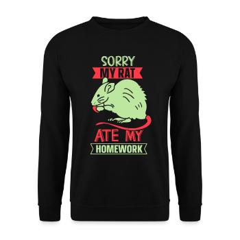 My rat ate my homework animal - Unisex Sweatshirt - black - Front - Alina (178cm) & Michal (187cm)