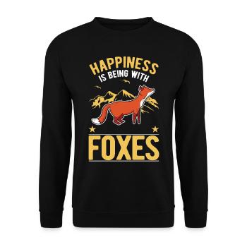Happiness is being with Foxes Fuchs - Unisex Sweatshirt - black - Front - Alina (178cm) & Michal (187cm)