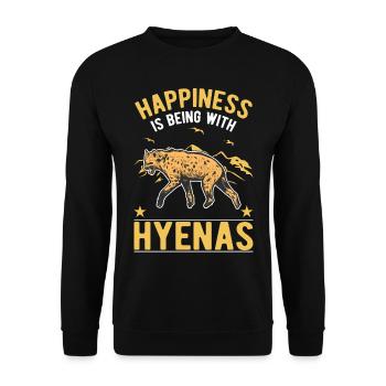 Hyäne Glück Erdwolf Hyena - Unisex Pullover - Schwarz - Vorne - Alina (178cm) & Michal (187cm)