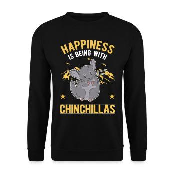 Happiness is being with Chinchillas - Unisex Pullover - Schwarz - Vorne - Alina (178cm) & Michal (187cm)