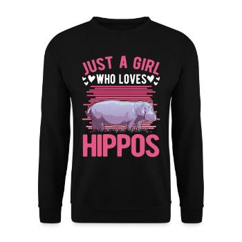 Juste une fille qui aime les hippopotames hippopotames hippopotames - Sweat-shirt Unisexe - noir - Devant - Alina (178cm) & Michal (187cm)