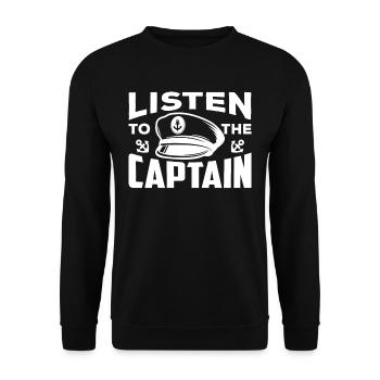 Écoutez le capitaine bateau yacht bateau bateau bateau - Sweat-shirt Unisexe - noir - Devant - Alina (178cm) & Michal (187cm)