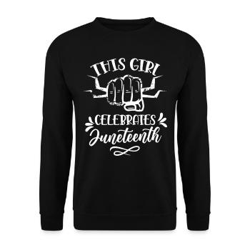 This girl celebrates the Juneteenth 1865 Black - Unisex Sweatshirt - black - Front - Alina (178cm) & Michal (187cm)