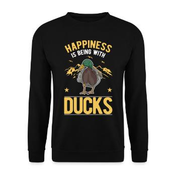 Happiness is being with Ducks duck breeder - Unisex Sweatshirt - black - Front - Alina (178cm) & Michal (187cm)