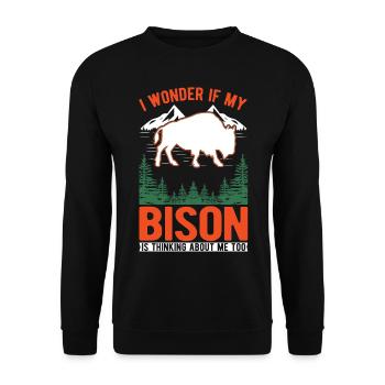 Buffalo Gift Bison Buffallo Buffle d’eau - Sweat-shirt Unisexe - noir - Devant - Alina (178cm) & Michal (187cm)