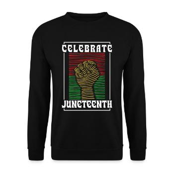 Célèbre le Juneteenth 1865 afro-américain noir - Sweat-shirt Unisexe - noir - Devant - Alina (178cm) & Michal (187cm)