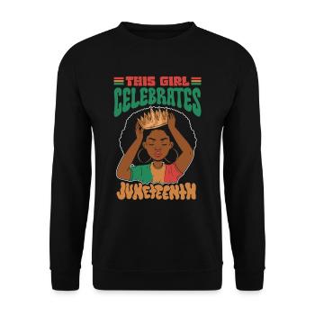 This girl celebrates the Juneteenth 1865 Black - Unisex Sweatshirt - black - Front - Alina (178cm) & Michal (187cm)