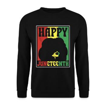Fröhlicher Juneteenth African American 1865 Black - Unisex Pullover - Schwarz - Vorne - Alina (178cm) & Michal (187cm)