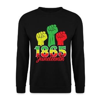 1865 Juneteenth Afrika Black African American - Unisex Sweatshirt - black - Front - Alina (178cm) & Michal (187cm)
