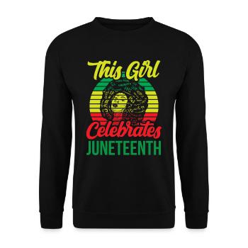 This girl celebrates the Juneteenth 1865 Black - Unisex Sweatshirt - black - Front - Alina (178cm) & Michal (187cm)