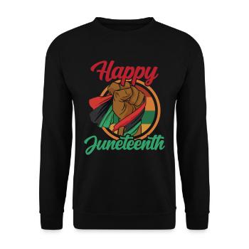Fröhlicher Juneteenth Black African American 1865 - Unisex Pullover - Schwarz - Vorne - Alina (178cm) & Michal (187cm)