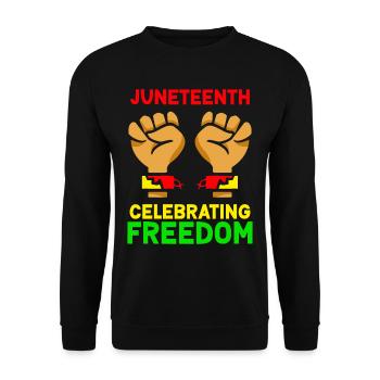 Juneteenth Feier Der Freiheit Black 1865 Afrika - Unisex Pullover - Schwarz - Vorne - Alina (178cm) & Michal (187cm)