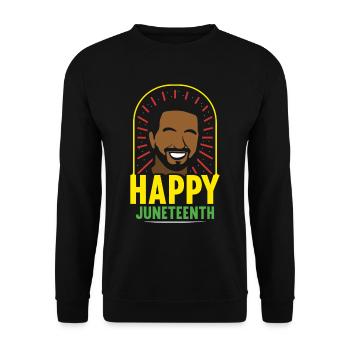 Fröhlicher Juneteenth Black African American 1865 - Unisex Pullover - Schwarz - Vorne - Alina (178cm) & Michal (187cm)