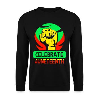 Célèbre le Juneteenth 1865 afro-américain noir - Sweat-shirt Unisexe - noir - Devant - Alina (178cm) & Michal (187cm)