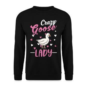 Crazy Goose lady geese goose breeder - Unisex Sweatshirt - black - Front - Alina (178cm) & Michal (187cm)