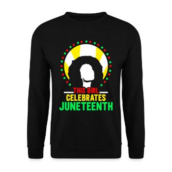 This girl celebrates the Juneteenth 1865 Black - Unisex Sweatshirt - black - Front - Alina (178cm) & Michal (187cm)