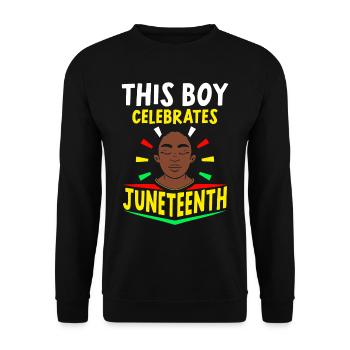 This Boy Celebrates the Juneteenth Black 1865 - Unisex Sweatshirt - black - Front - Alina (178cm) & Michal (187cm)