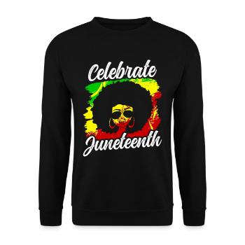 Feiert Den Juneteenth Black 1865 African American - Unisex Pullover - Schwarz - Vorne - Alina (178cm) & Michal (187cm)
